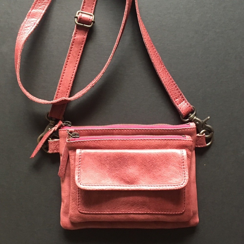 Artist Crafted Red Leather Crossbody Small With Adjustable Straps